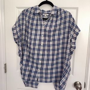 Madewell - Plaid Back Split Tunic Blouse Shirt